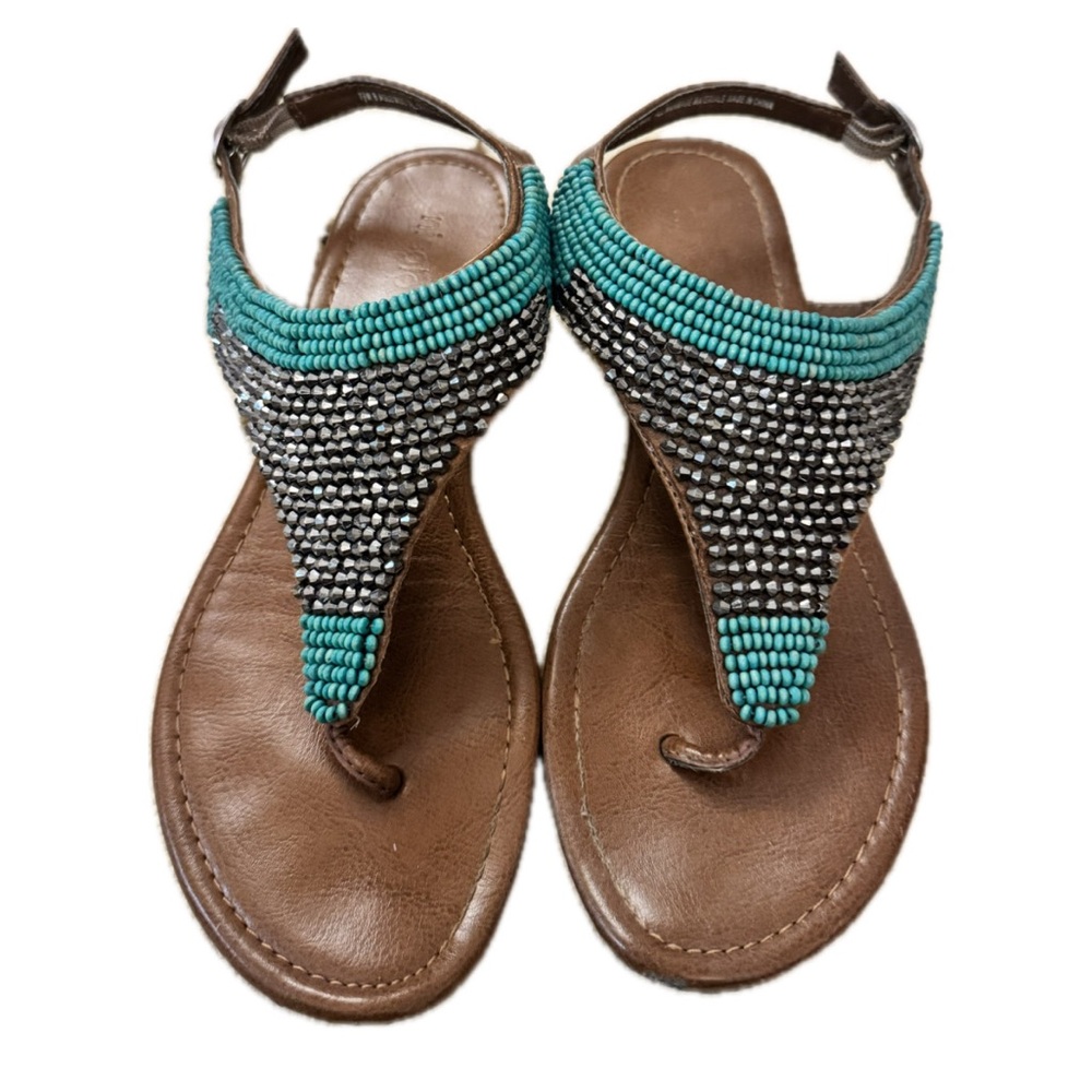 Beaded Turquoise and Silver Sandals